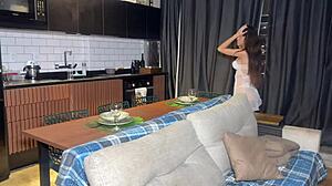 My friend's husband nailed me in the kitchen while she slept nearby