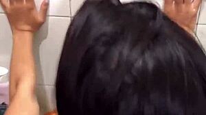 He fucks my tight ass in bathroom!