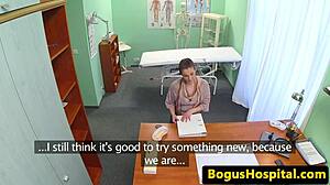 Hairy babe gets banged hard by doctor in steamy office exam