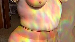 Joan day wears see through tights and flaunts curvy body