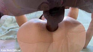 Skinny brunette gets stretched by big black cock