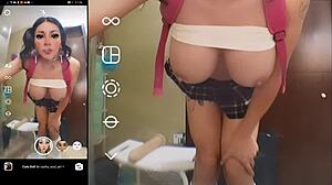 Futanari trap with big tits tests filters in teen skirt and pigtails. Wild transsexual action unfolds with monster cock.