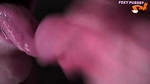 Sloppy blowjob closeup milks cock with wild moans