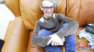 Exotic Skinny Coed Raven Finger Fucks Her Shaved Pussy And Sucks A Cock