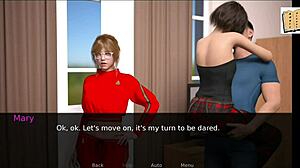 3D visual novel with a curvy girl in a cute outfit
