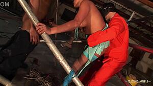 Threesome sex with sucking, riding, and cum makes this milf so happy