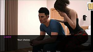 3D visual novel with a curvy girl in a cute outfit