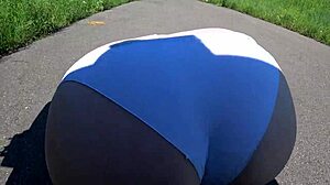 MILF with fat ass gets toyed by girlfriend outdoors