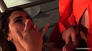 Threesome sex with sucking, riding, and cum makes this milf so happy