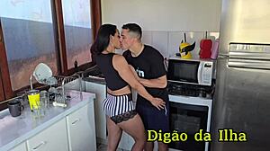 Beautiful housewife catches her husband with a beautiful maid in the secret kitchen