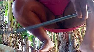 Hot Amateur Girl Without Panties In Public Outdoor Scene.