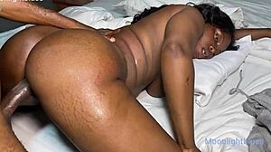 Beautiful black girl has sex with her big cock wielding boyfriend in the lodge they use as a nursing student dorm