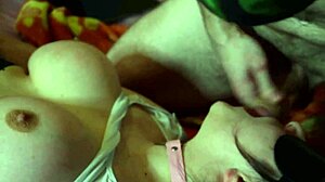 huge cumshot covers slut's face and fills her mouth after sloppy action.
