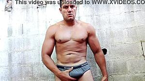 Yuri Ga Cho, the Brazilian bear, enjoys a hairy bodybuilding masturbation session