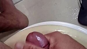 Pornstar Masturbates In Bathroom, Leaving It Sticky With Creampie