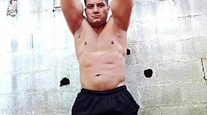 Yuri Gaucho, the Brazilian bear, gives a handjob leading to huge cumload.