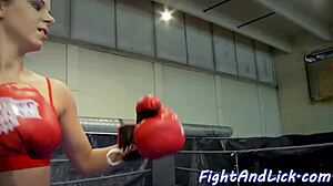 orally pleasured lesbian enjoys intense wrestling match