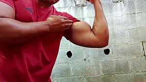 Yuri Gaucho, the Brazilian bear, gives a handjob leading to huge cumload.