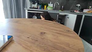 Redhead slut grabs huge cock in amateur scene