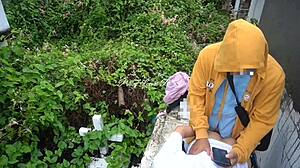 Bold beauty gets naughty in public cemetery tryst