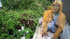 In the viral Pinay cemetery sex scandal, a petite 18+ student meets her teacher secretly for taboo fucking