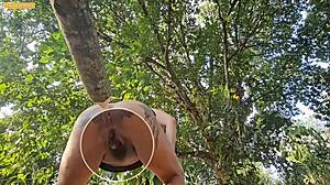 garota heads to the forest, picks jackfruit, and pees - i saw it all.