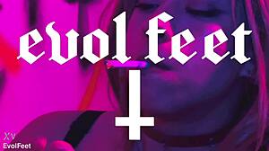 smoking while licking toes and worshiping feet with choking and deepthroat