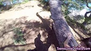 POV teen gets hardcore outdoor sex for money