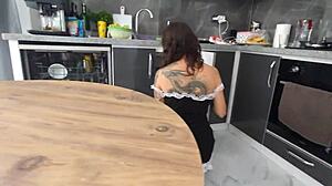 Redhead slut grabs huge cock in amateur scene