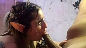 halloween elf deepthroats black dick