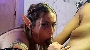 halloween elf deepthroats black dick