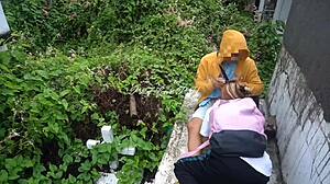 In the viral Pinay cemetery sex scandal, a petite 18+ student meets her teacher secretly for taboo fucking