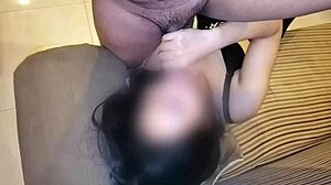 Close up of Asia amateur girl getting cum in mouth twice and on ass