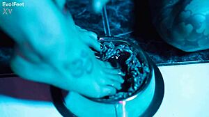 Foot fetish action with deep throat blowjob and domination