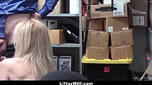 Shoplifter milf and stepdaughter dominated by officer in garage. They get pounded hard in his private office!