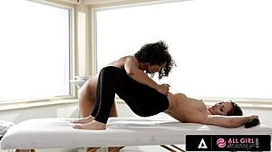 All girl massage turns into fingering session with misty stones and dani daniels