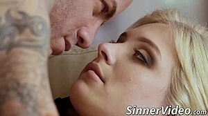 Watch This Bimbo Fuck Bald Dude And Cum On Tight Pussy!