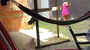 Beautiful amateur dances for her neighbor in exchange for money