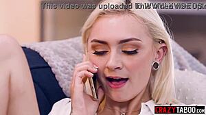 Petite blonde gets caught masturbating and gets fucked hard