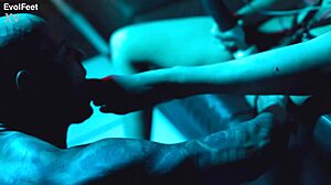Foot fetish action with deep throat blowjob and domination