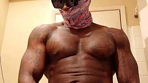 Brunette Worships Hairy Big Black Cock in Muscular Maledom Humiliation Session