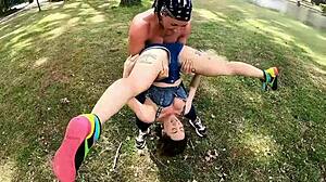 Hot Lesbian Personal Training Trailer with Rimjob and Squirting