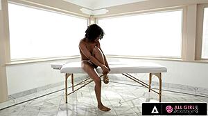 All girl massage turns into fingering session with misty stones and dani daniels