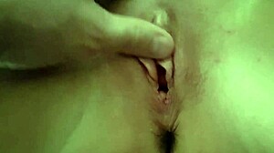 Amateur wife fingers wet pussy close up