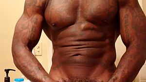 Big cock worship with muscular hunk and fetish play