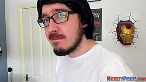 Busty Brit Giving Head To Dweeb In First Time Trick