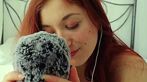 Homemade ASMR JOI video with red-haired beauty and English subtitles