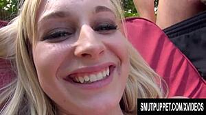 Blonde Babe Staci Jaxxx Rides Cock Outdoors and Swallows Cum