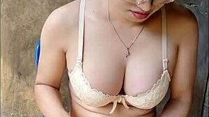 Wow, Amateur Shemale Masturbates Nervously with Dildo in Open Bathroom!