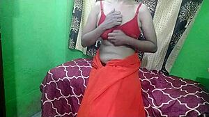 Indian Bhabhi's First Saree Fuck Turns Wild! Deep Action in Group!